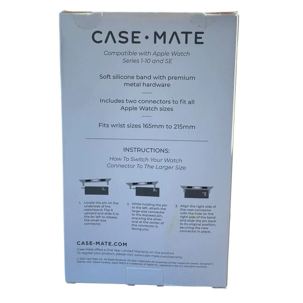 Case-Mate Silicone Watchband OS Blue Apple Watch Series 1-10/SE Compatible